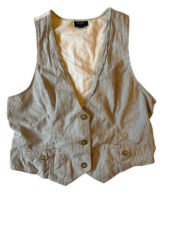 American Eagle Outfitters Jackets & Blazers - AE White and Blue Pinstriped Vest Size L